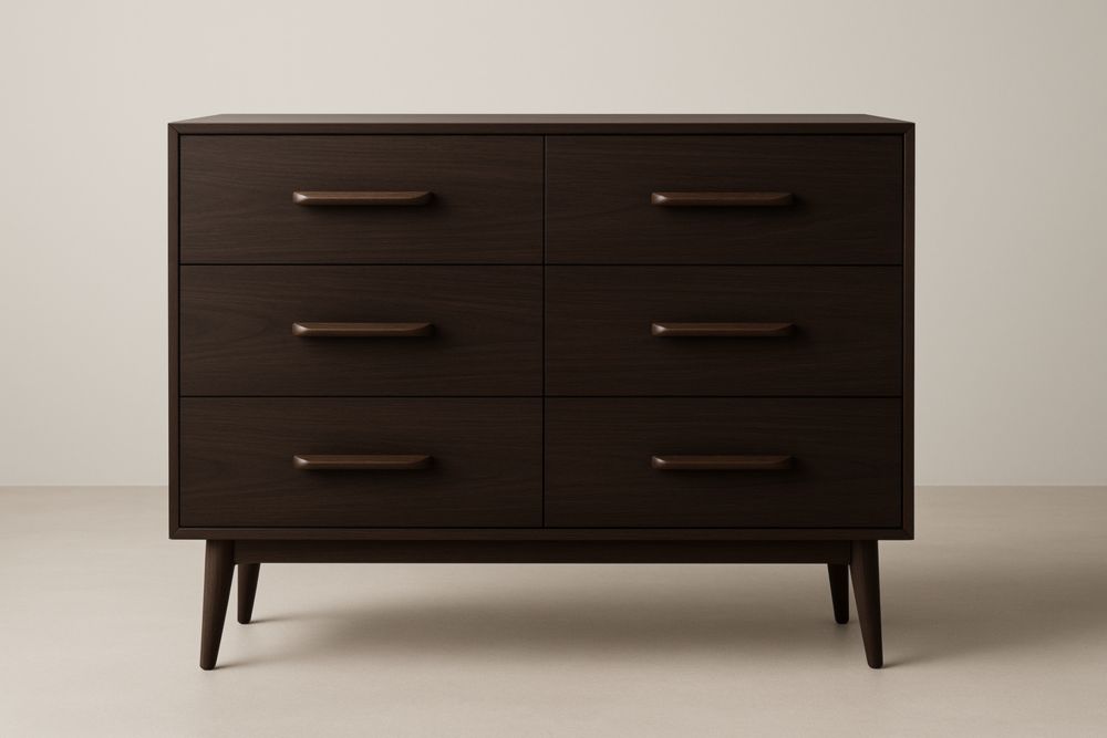 Cassettiera in Legno a 6 Cassetti Marrone Scuro