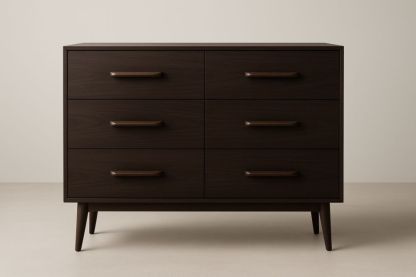 Cassettiera in Legno a 6 Cassetti Marrone Scuro