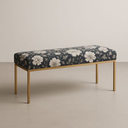Panca in Tessuto Floreale con Struttura in Metallo