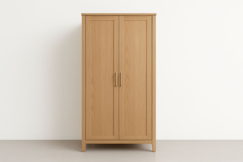 Armadio in Legno di Rovere Naturale con Due Ante 200x100x60 cm