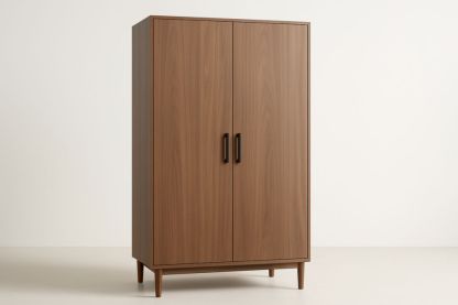 Armadio a Due Ante in Legno MDF Noce 180x80x50cm