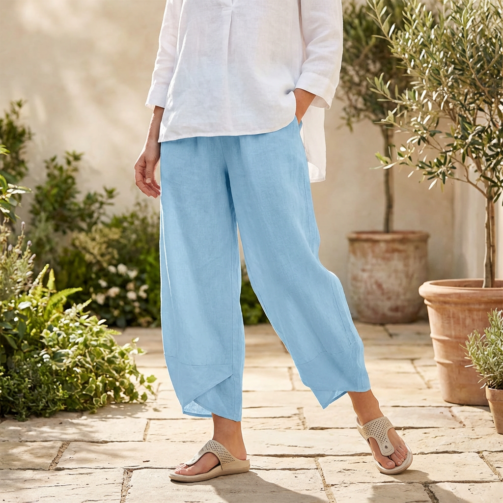 Women's Solid Color Loose Elegant Casual Simple Cotton And Linen Ninth Pants