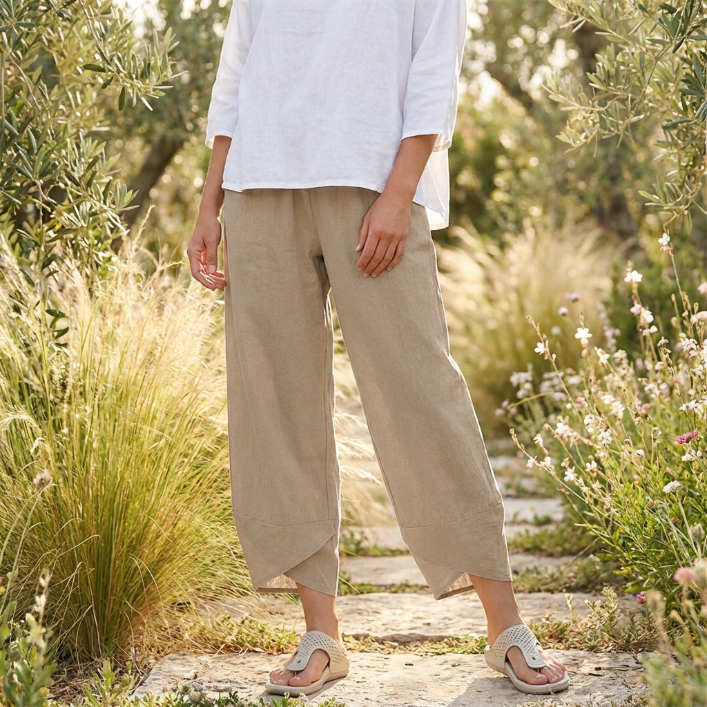 Women's Solid Color Loose Elegant Casual Simple Cotton And Linen Ninth Pants