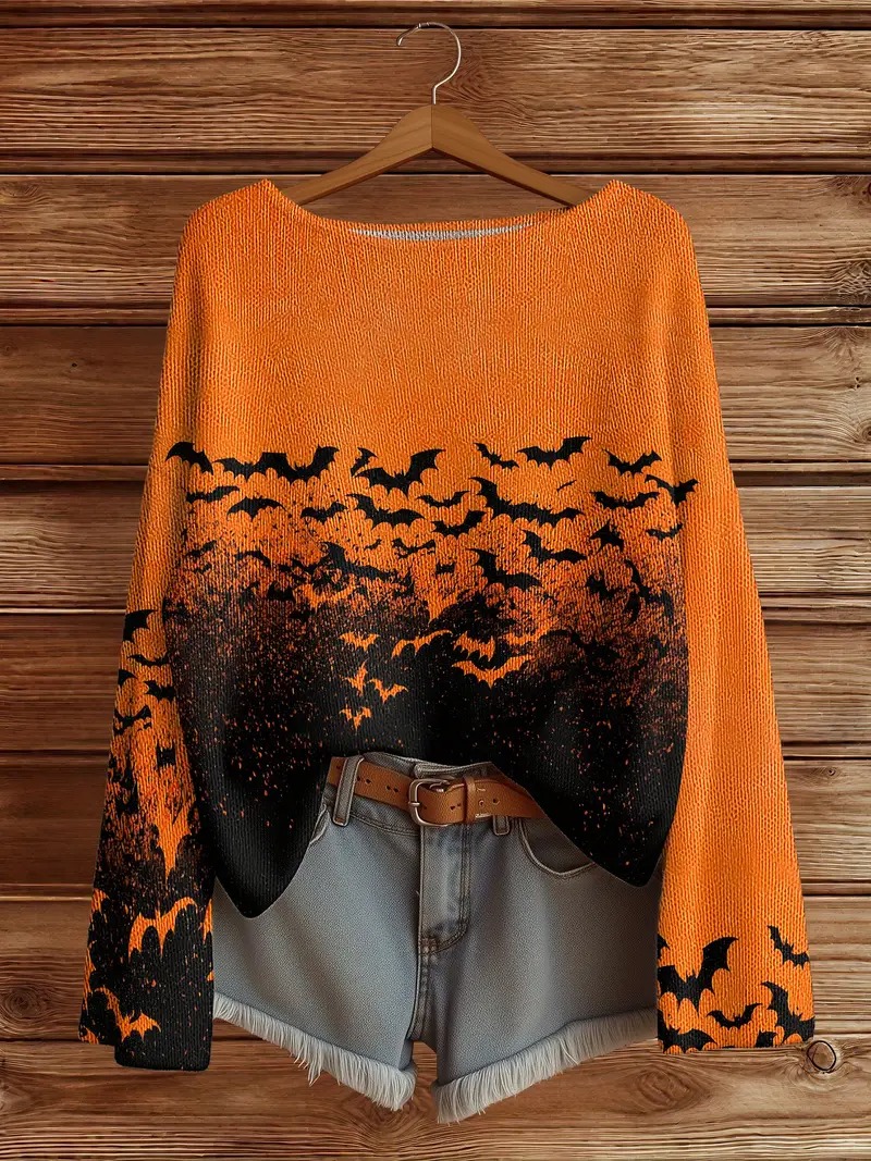 Women's Vintage 60s/70s Hippie Style Sweater - Bright Colorful Psychedelic Floral Sweater