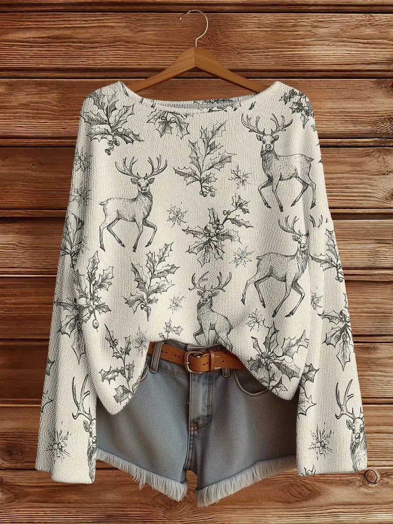 Women's Vintage 60s/70s Hippie Style Sweater - Bright Colorful Psychedelic Floral Sweater