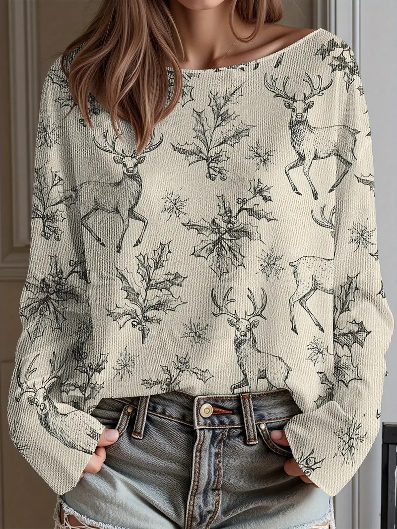 Women's Vintage 60s/70s Hippie Style Sweater - Bright Colorful Psychedelic Floral Sweater