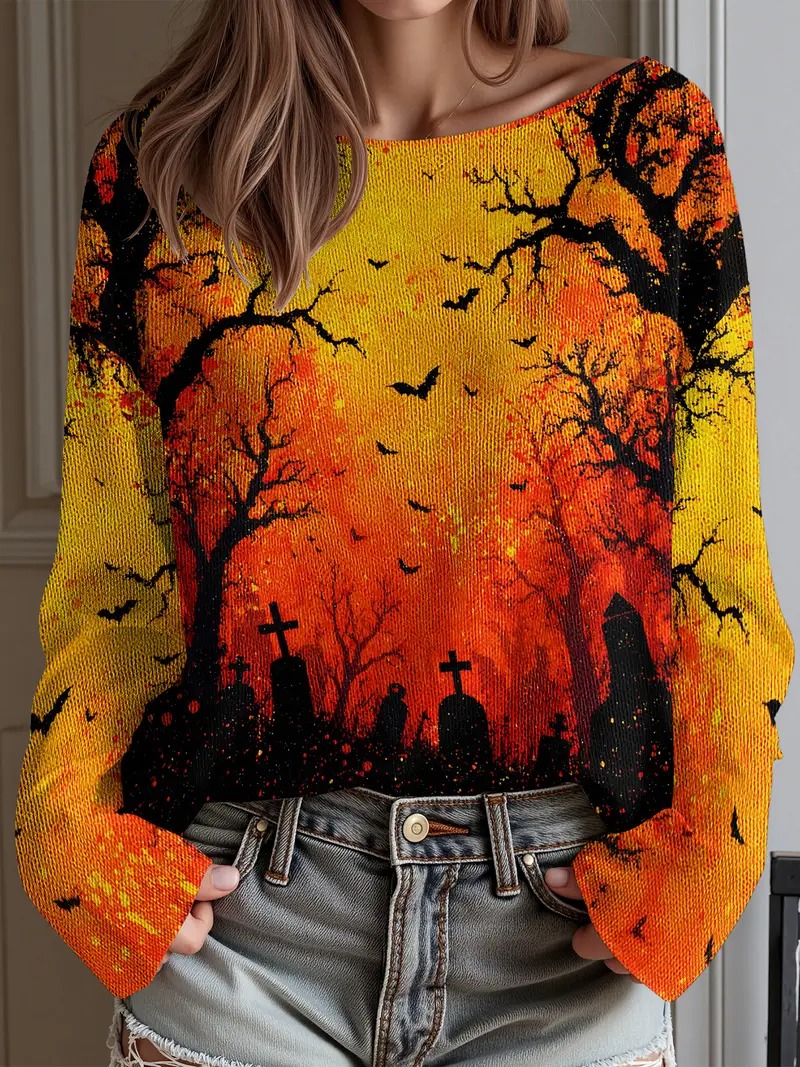 Women's Vintage 60s/70s Hippie Style Sweater - Bright Colorful Psychedelic Floral Sweater