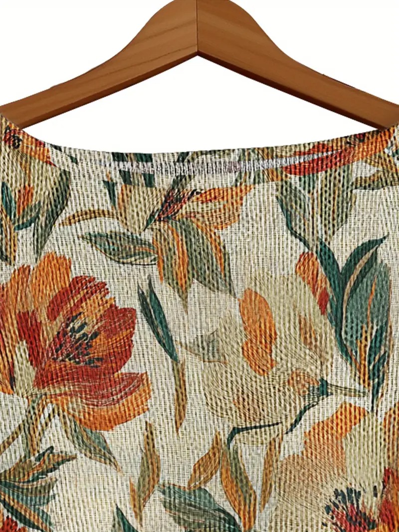 Leopard Floral Knit Sweater – Vintage Casual Autumn/Winter Style