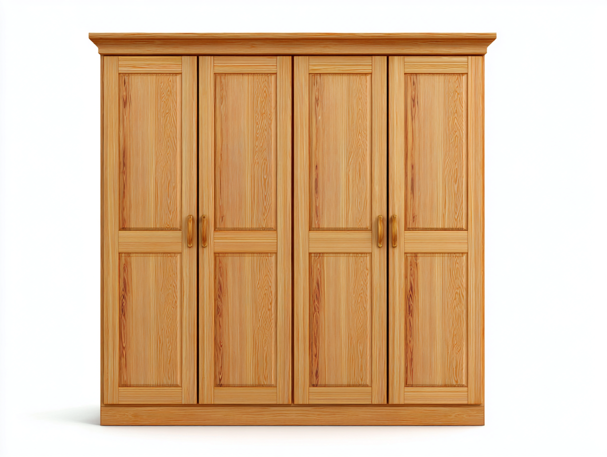 Armadio guardaroba in legno massello 180 x55 x200cm - naturale - per camera da letto - stile classico