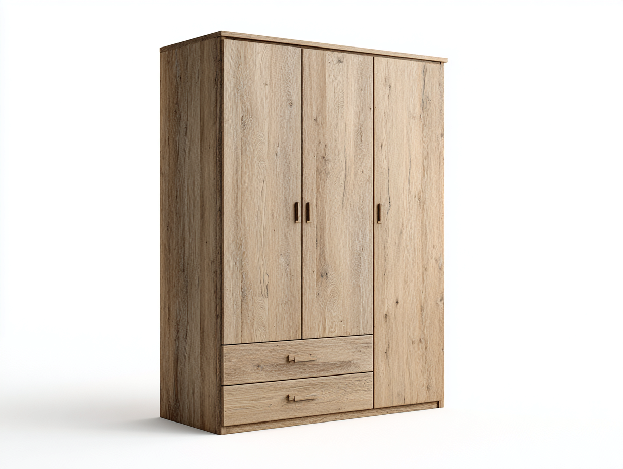 Armadio guardaroba in legno 180 x55 x200cm - rovere naturale - per camera da letto - stile contemporaneo