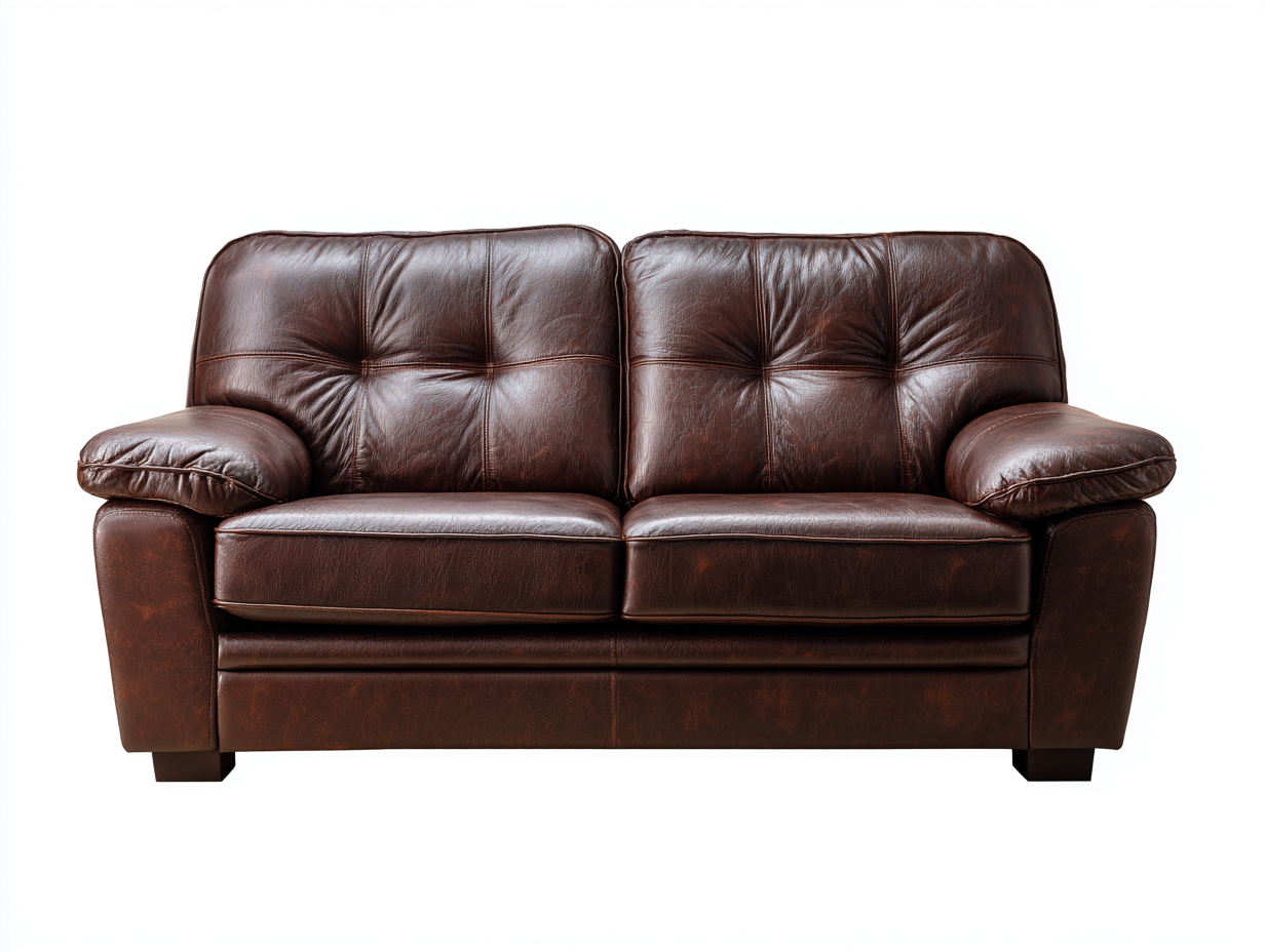 Divano 2 posti rivestito in pelle 160x95x90 cm - marrone - per soggiorno - stile classico