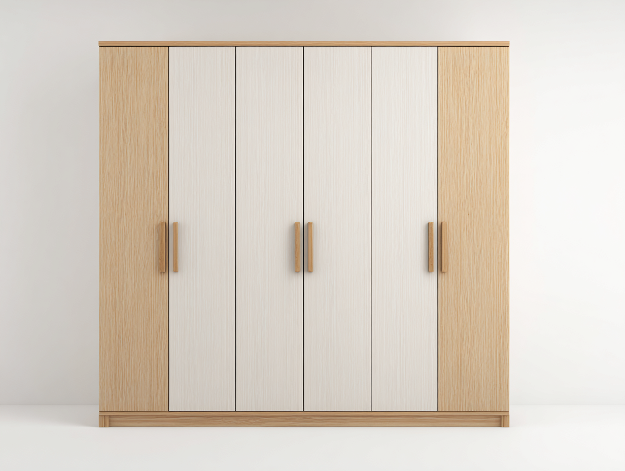 Armadio guardaroba in legno 200 x60 x210cm - bianco/rovere chiaro - per camera da letto - design moderno