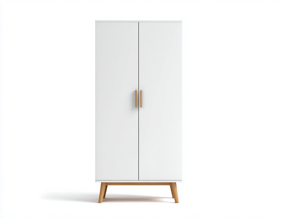 Armadio guardaroba in legno 100 x55 x190cm - bianco/naturale - per camera da letto - stile nordico