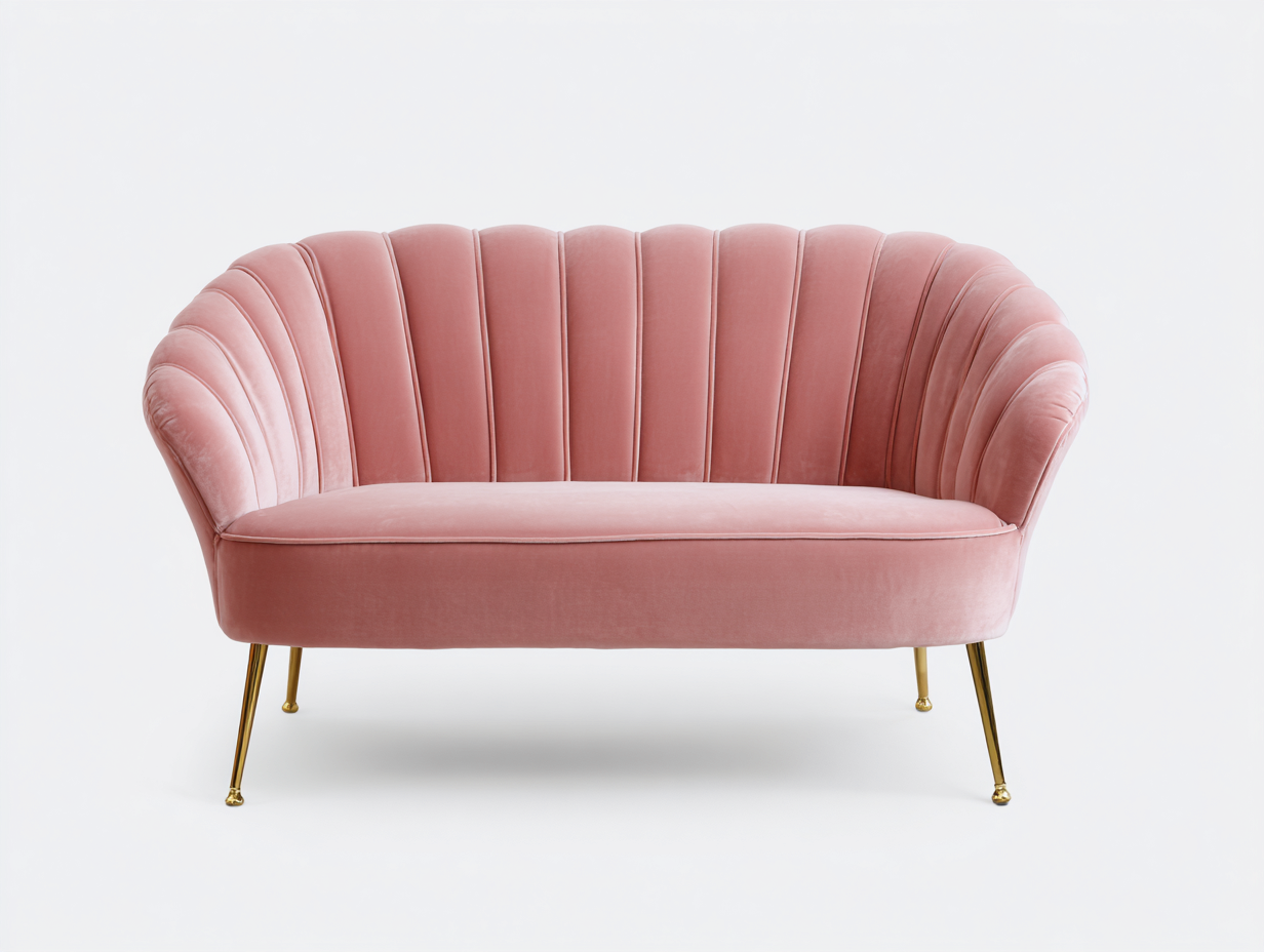 Divano 2 posti rivestito in velluto 158x75x78 cm - rosa/dorata - per soggiorno - stile moderno