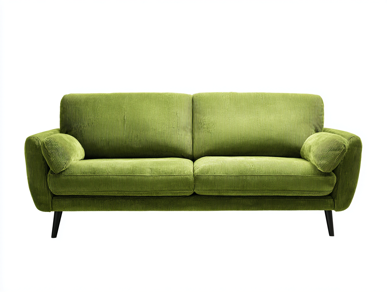 Divano 2 posti rivestito in velluto a coste 170x85x78 cm - verde - per soggiorno - seduta imbottita