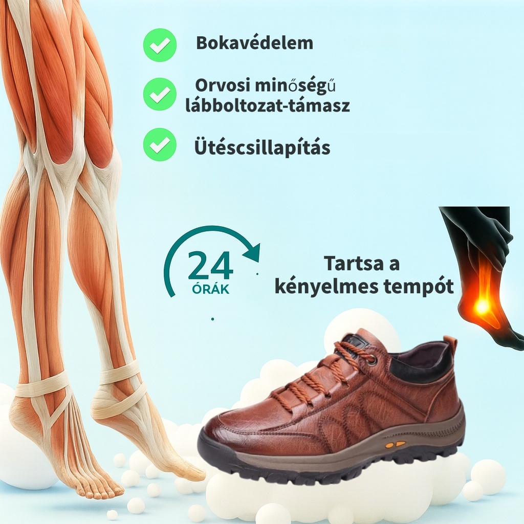 🎁 50% kedvezmény | Kézzel varrott valódi bőr férfi ortopéd cipő 🐂 Lábboltozat-támasz a lábfájdalom enyhítésére ✅ Vízálló és csúszásmentes az egész napos kényelemért