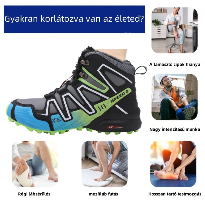 Téli stílusú, ergonomikus kialakítású ortopéd cipő hát-, ízületi és lábfájdalmakra - unisex