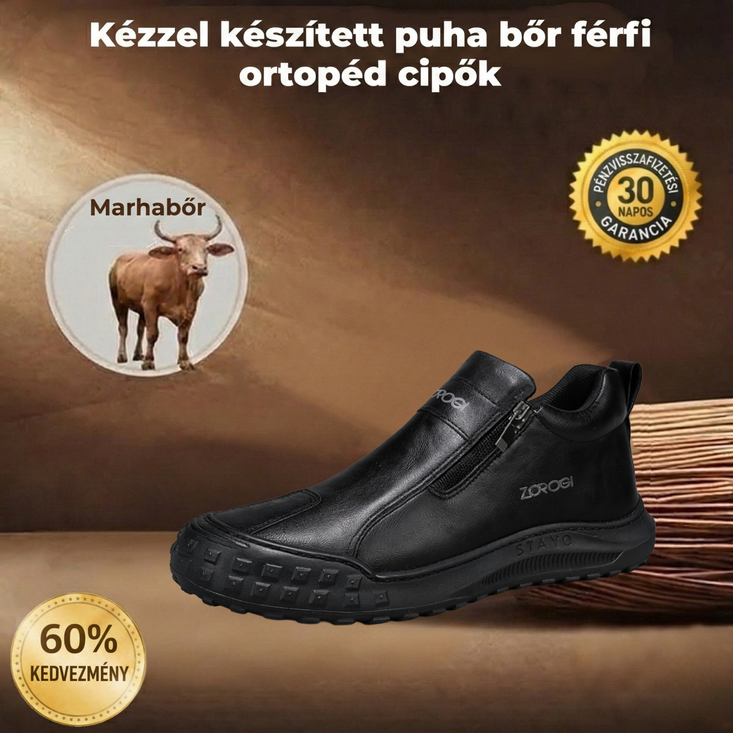 🎁Utolsó nap 60%-os kedvezménnyel, ne maradj le!⏰Ausztrál borjúbőrből készült🐂Lábboltozat-támasz - enyhíti a lábfájdalmat✅Vízálló és csúszásmentes, kényelmes benne járás.