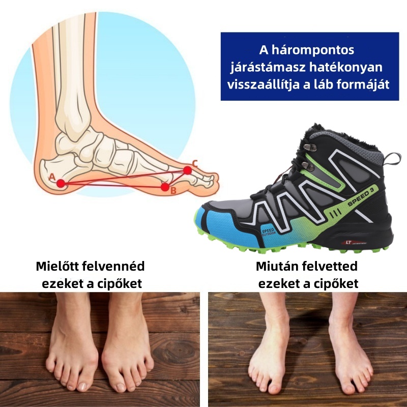 Téli stílusú, ergonomikus kialakítású ortopéd cipő hát-, ízületi és lábfájdalmakra - unisex