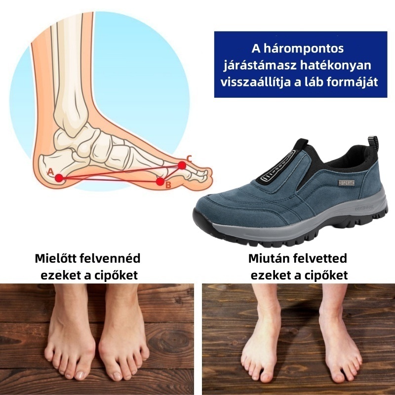 Ergonomikusan tervezett ortopéd cipő hát-, ízületi és lábfájdalmakra - unisex