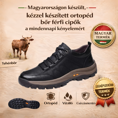 🐂 Kézzel varrott magyar valódi bőrcipők ✅ AI intelligens fájdalomcsillapító, könnyen fel- és levehető, vízálló és csúszásmentes
