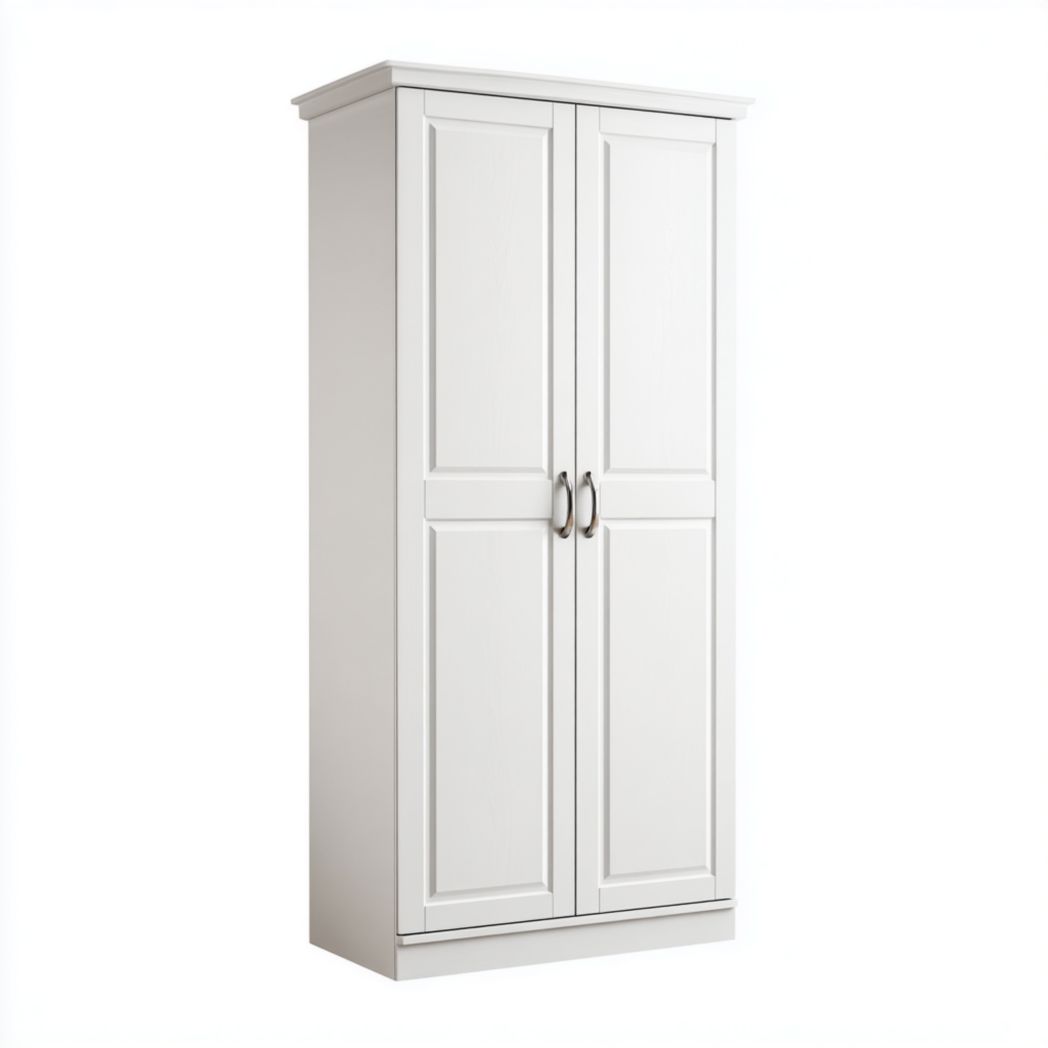 Armoire deux portes blanche avec poignées en métal argenté-Styva Live