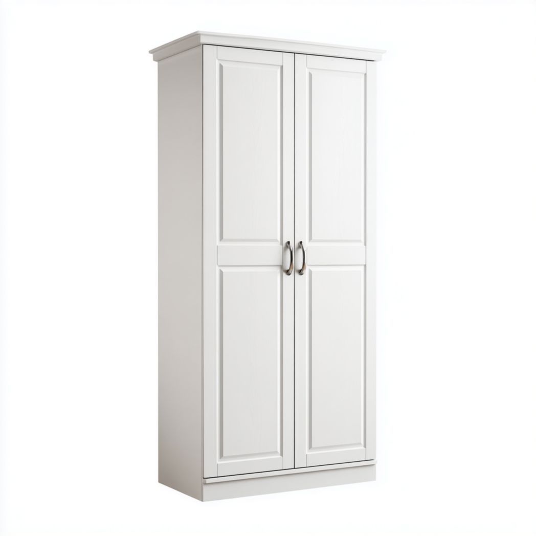 Armoire deux portes blanche avec poignées en métal argenté-Styva Live