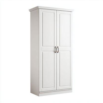 Armoire deux portes blanche avec poignées en métal argenté-Styva Live