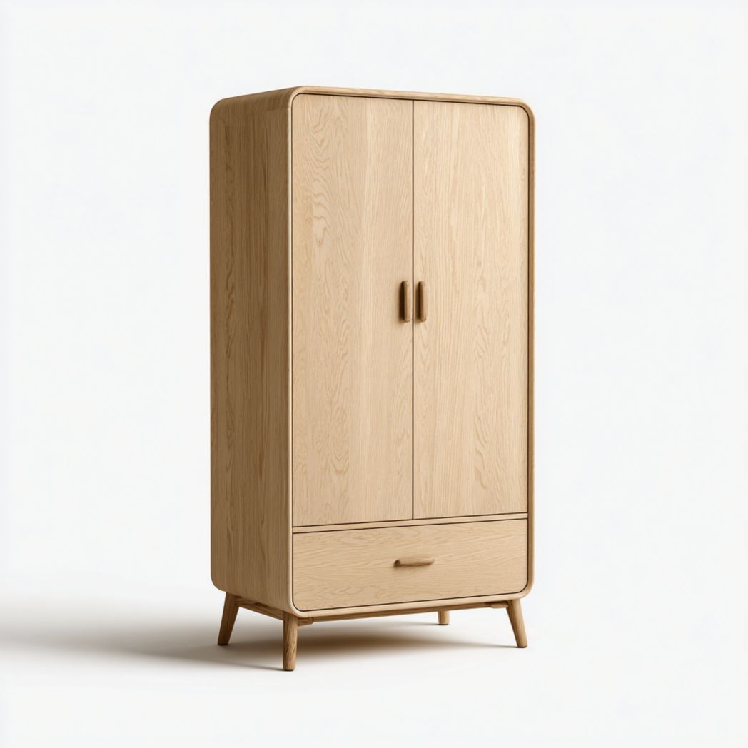 Armoire en bois massif brun clair avec tiroir-Styva Live