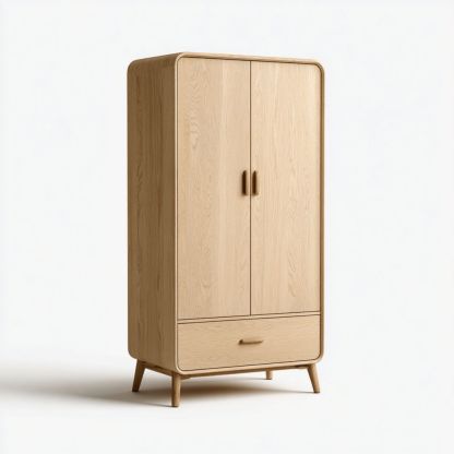 Armoire en bois massif brun clair avec tiroir-Styva Live