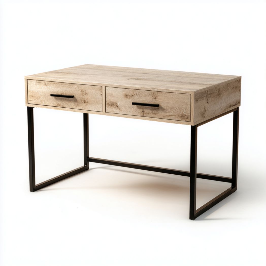 Bureau en bois à deux tiroirs avec pieds en métal-Styva Live