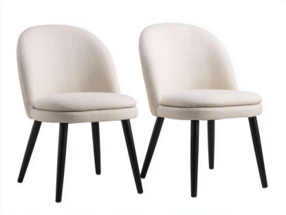 Chaises en tissu polyester avec dossier incurvé et pieds en métal noir (lot de 2)-Styva Live