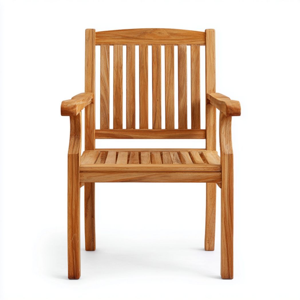 Chaise de jardin en bois brun avec accoudoirs et dossier à lattes-Styva Live