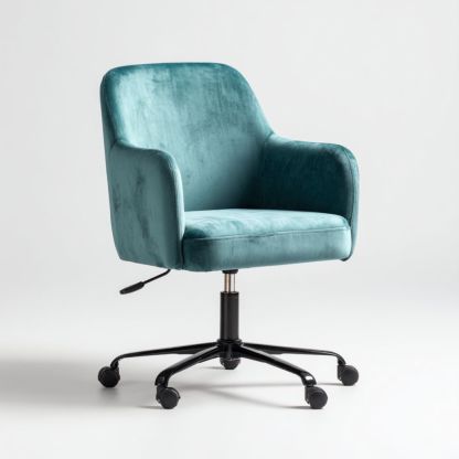 Chaise de bureau en velours bleu-vert avec base en métal-Styva Live