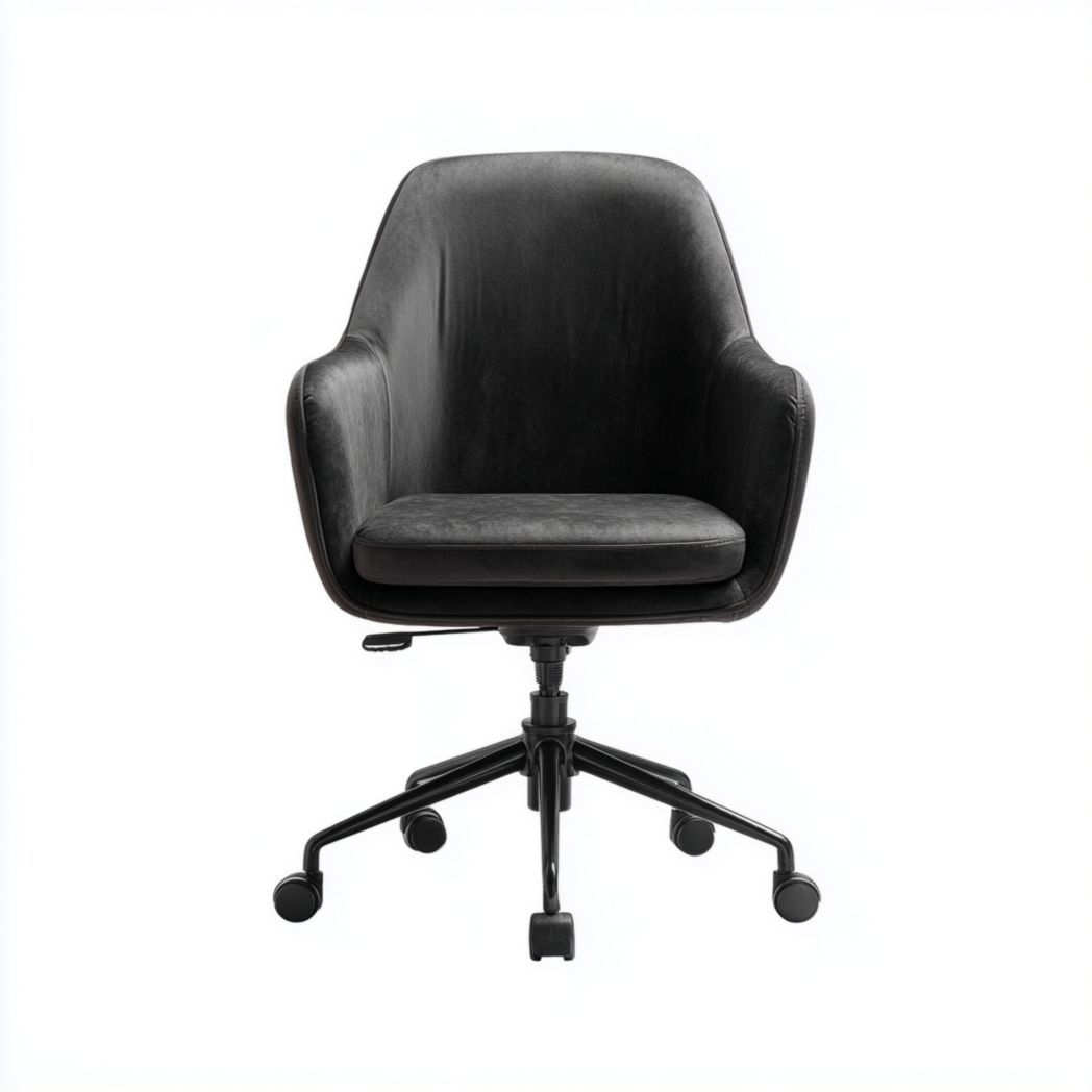 Chaise de bureau en velours noir avec base en métal-Styva Live