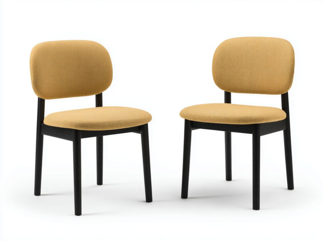 Chaises en tissu polyester jaune avec pieds en bois noir (lot de 2)-Styva Live