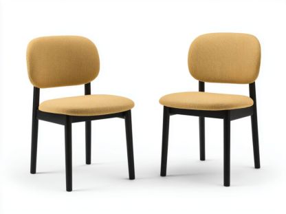 Chaises en tissu polyester jaune avec pieds en bois noir (lot de 2)-Styva Live