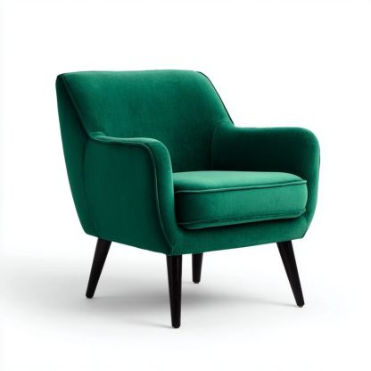 Fauteuil en tissu polyester vert avec pieds en métal noir-Styva Live