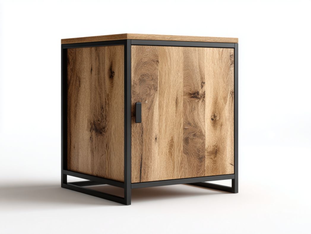 Meuble à chaussures en bois brun avec structure en métal noir à une porte-Styva Live