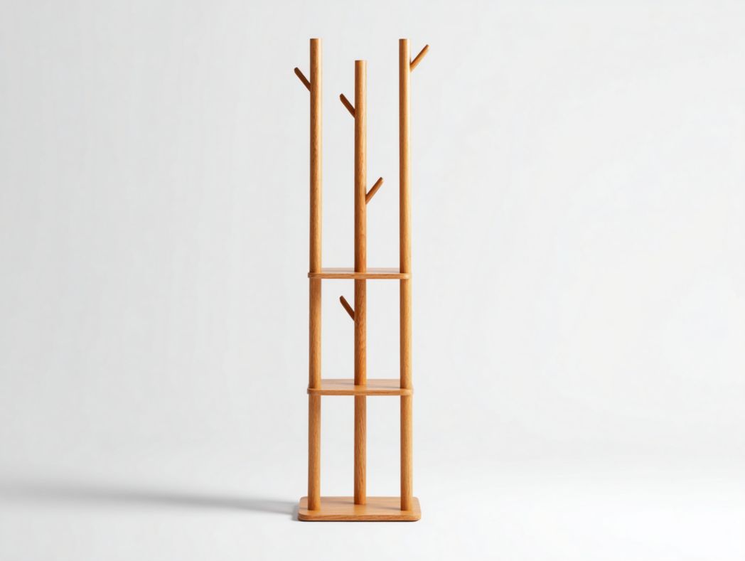 Porte-manteau sur pied en bois brun clair-Styva Live