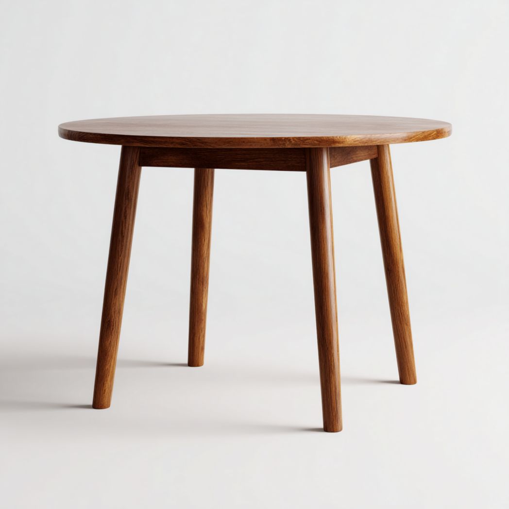 Table à manger ronde en bois massif brun foncé-Styva Live