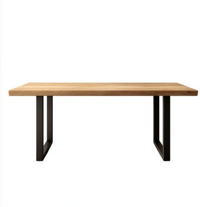 Table à manger en bois massif brun clair avec pieds en métal noir-Styva Live