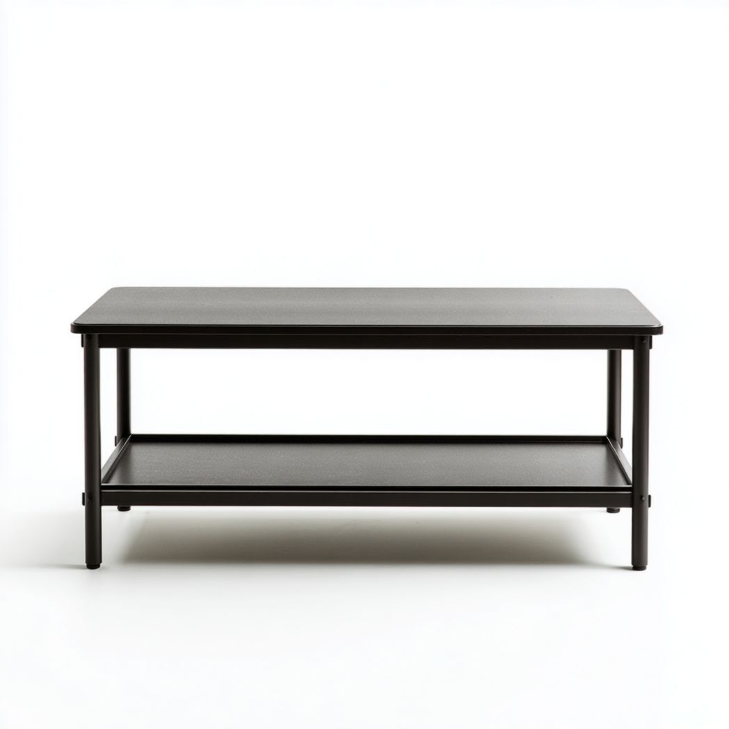 Table basse rectangulaire en métal noir avec tablette inférieure-Styva Live