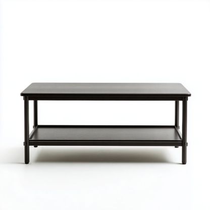 Table basse rectangulaire en métal noir avec tablette inférieure-Styva Live