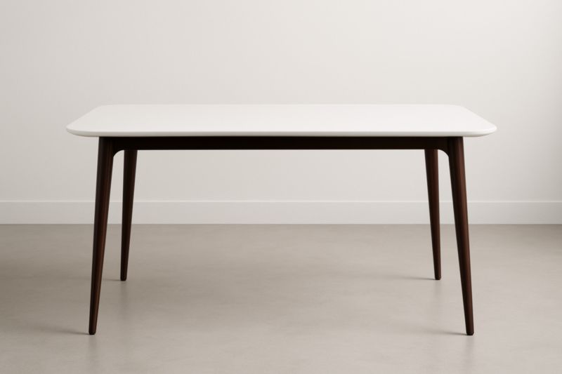 Table rectangulaire en MDF blanc avec pieds en bois 150x80x75 cm
