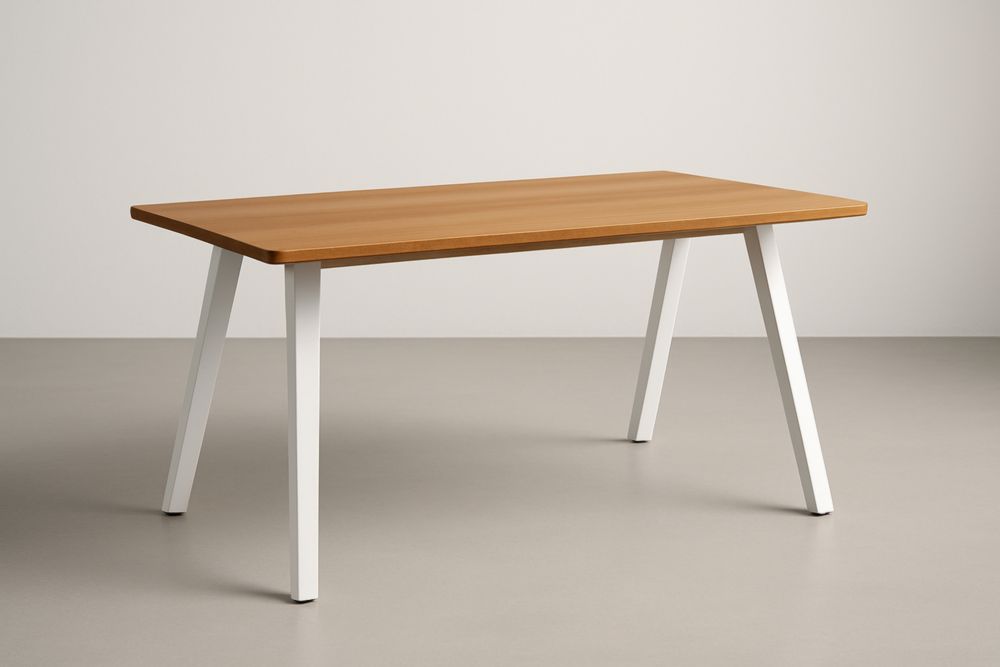 Table rectangulaire en bois et métal Marron Blanc 140x80x75 cm