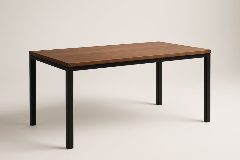 Table rectangulaire en bois de noyer pieds métal noir 150x75x75 cm