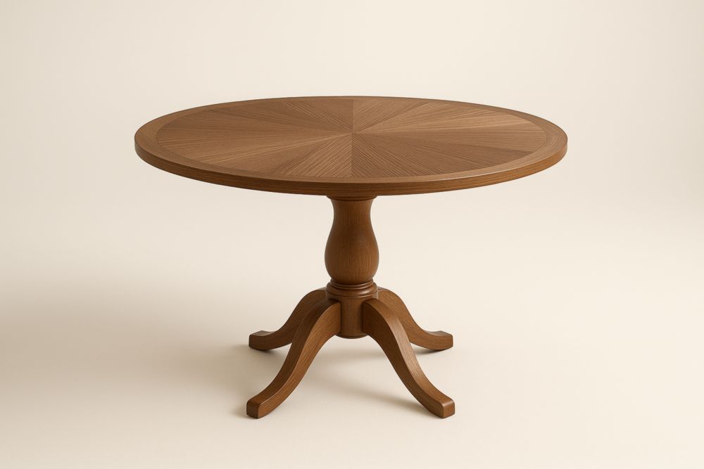 Table ronde en bois de chêne diamètre 120 cm hauteur 75 cm