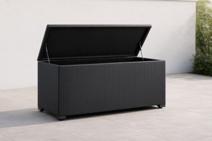 Coffre de Rangement en Résine Tressée Noir 150x60x60cm