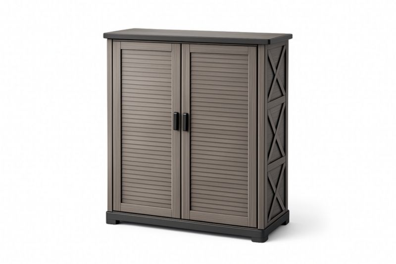Armoire de Rangement Extérieur en Résine Marron 85x40x100cm